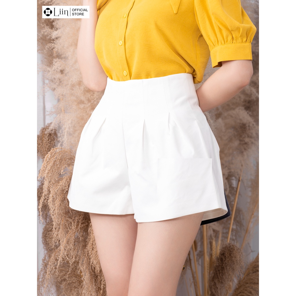 Quần Đùi basic, short nữ ngắn thiết kế xếp ly, ống rộng form thoải mái Liin Clothing Q3459