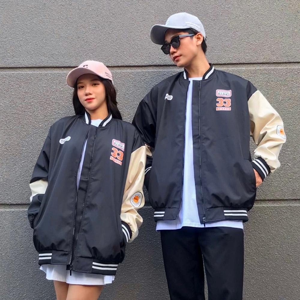 Áo khoác bóng chày form rộng Thêu Số 33 vải dù cao cấp ❤️Áo bomber Varsity dáng Unisex nam nữ D04