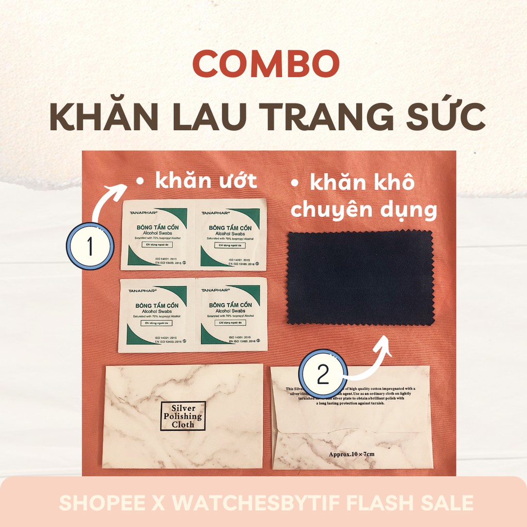 KHĂN LAU TRANG SỨC BẠC - lau chùi làm sạch kim loại (COMBO DỤNG CỤ VỆ SINH ĐỒNG HỒ và trang sức)