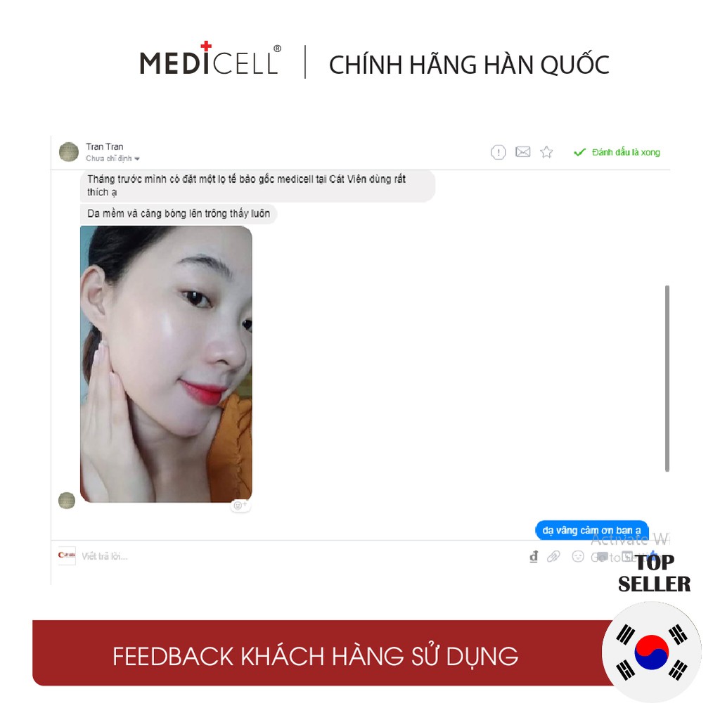 Tế bào gốc cá hồi DNA Medicell dưỡng trắng, kiềm dầu, căng bóng da, mờ thâm sạm, se khít lỗ chân lông lọ 5ml