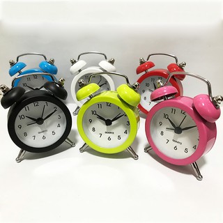 ღPortable Cute Mini Round Battery Alarm Clock Desktop Table Bedside Clocks Décor