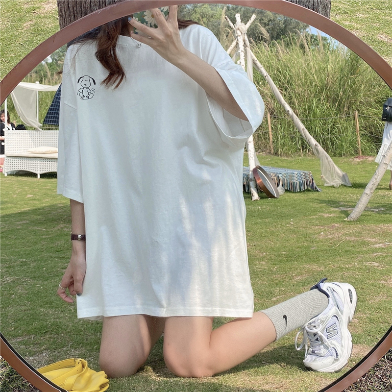 SUXI Áo Thun Thiết Kế Tay Ngắn Kích Thước Oversize 4 Màu Tùy Chọn