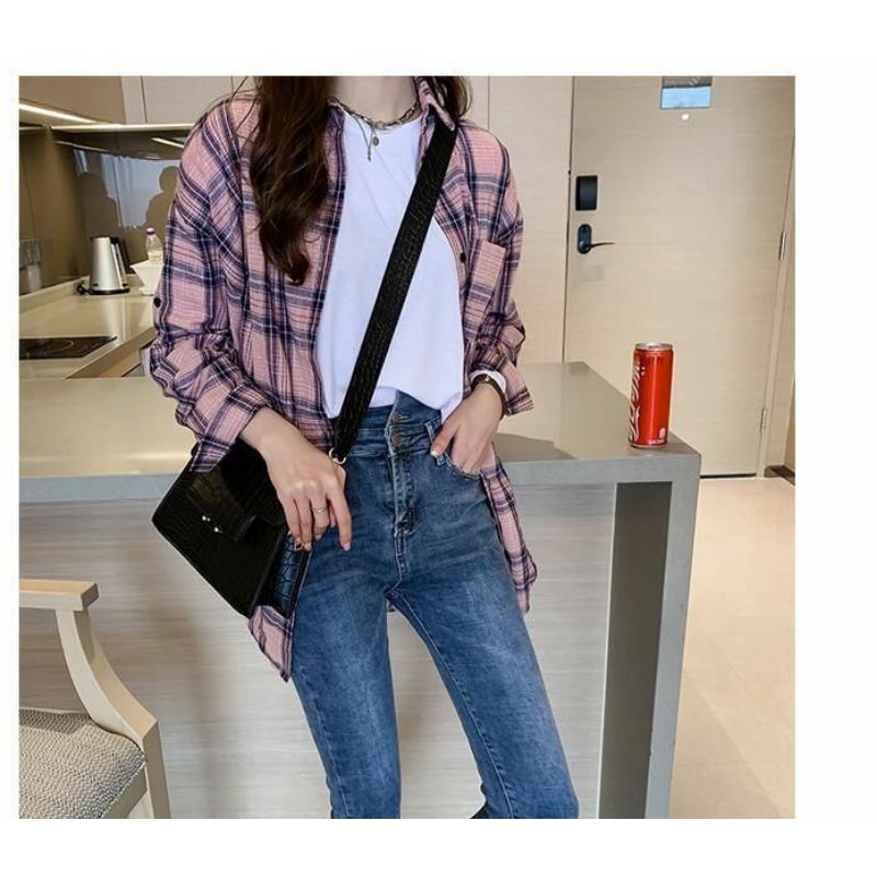 Áo Khoác Sơ Mi Nữ Tay Dài Form Rộng Unisex Ulzzang