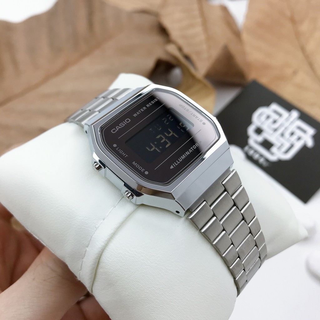 Đồng hồ nam Casio A168 / A168WEM-1 mặt tráng gương, chống nước chính hãng