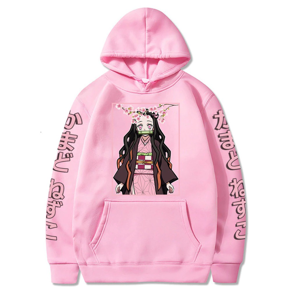 Anime Demon Slayer Khoác Hoodie Kamado Nezuko Kimetsu Không Yaiba Dạo Phố Áo Nỉ Hoodie Quá Khổ Ấm Cúng