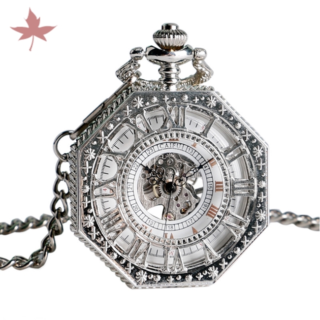 Đồng hồ bỏ túi cơ học thiết kế hình bát giác cổ điển độc đáo sang trọng