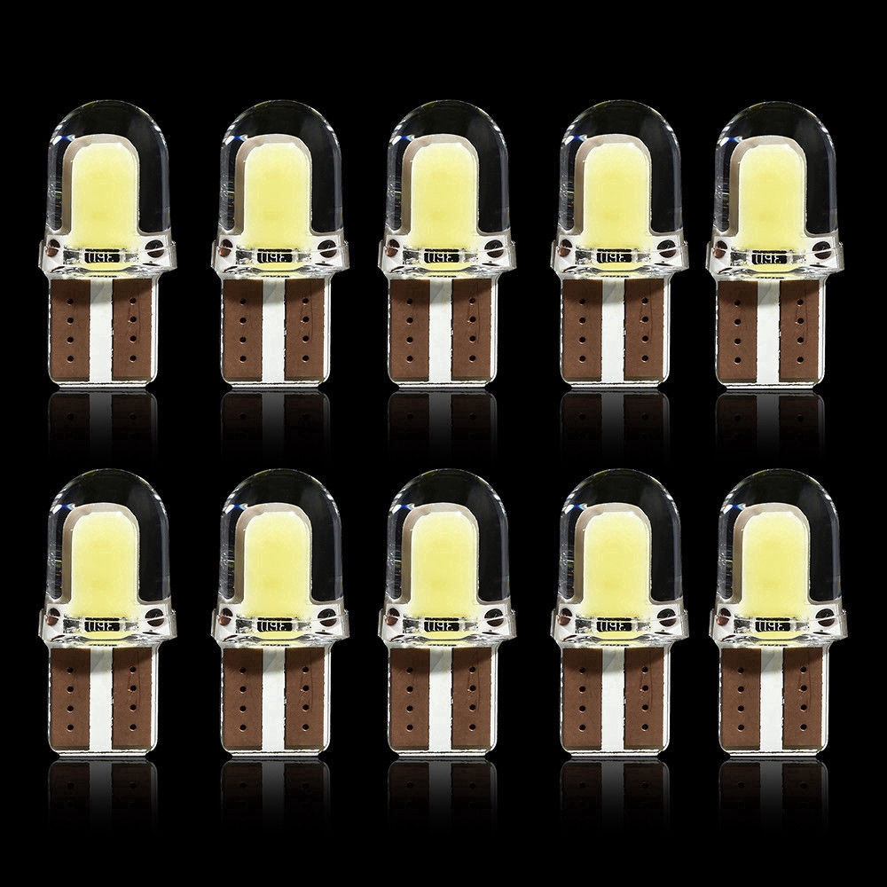 Set 10 bóng đèn LED SMD T10 194 168 W5W 4 chip COB ánh sáng trắng dành cho xe ô tô