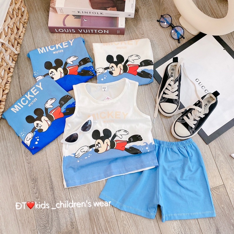 [SET BÉ TRAI] Bộ micky bơi balo 2 màu cho bé trai