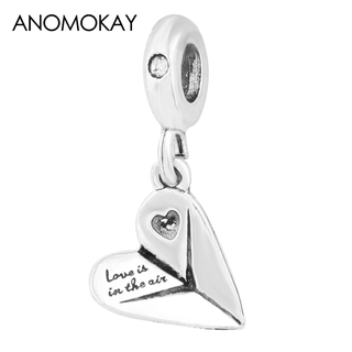 Hạt charm Anomokay mặt hình trái tim máy bay du lịch thế giới đơn giản dùng để tự làm trang sức vòng tay