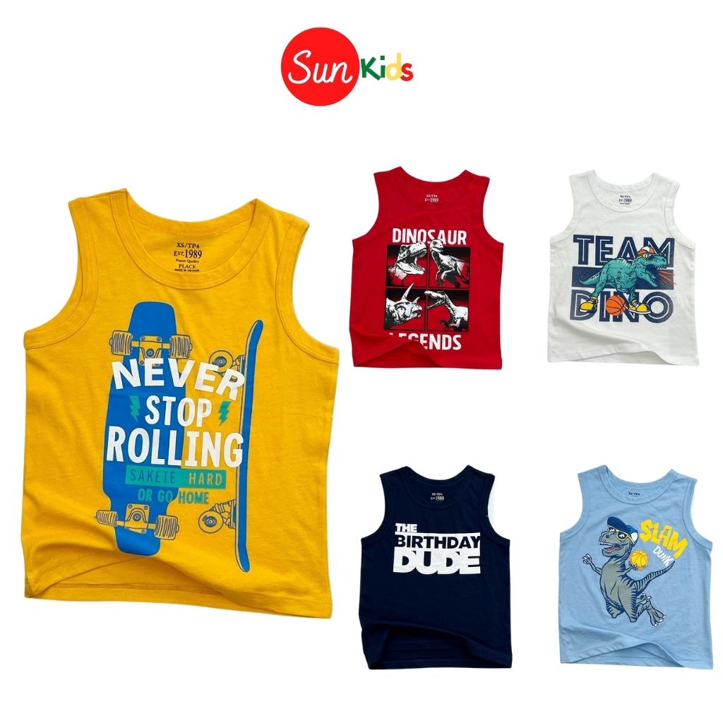 Áo thun bé trai, áo ba lỗ bé trai chất cotton, nhiều màu, Size 4 - 14 tuổi - SUNKIDS