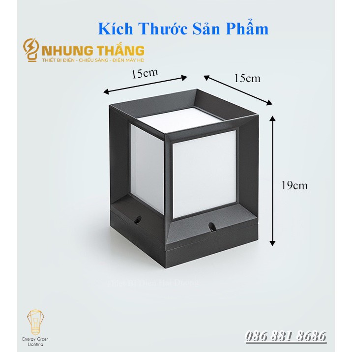 Đèn Sân Vườn Ngoài Trời LT-049 - Trụ Cổng Cột Đèn Hàng Rào Mái Hiên Chống Nước Cao Cấp Decor Vintage - Size 15cm