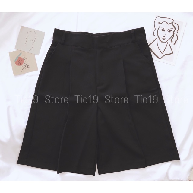 Quần culottes ngố đen Tia19. Quần short đùi ống rộng