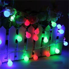 (Xài Điện 220V) Dây Đèn Led Trang Trí Cherry Ball Dài 8 Mét 80 Bóng Tròn Nhiều Màu, Có Phích Nối Dài Dây