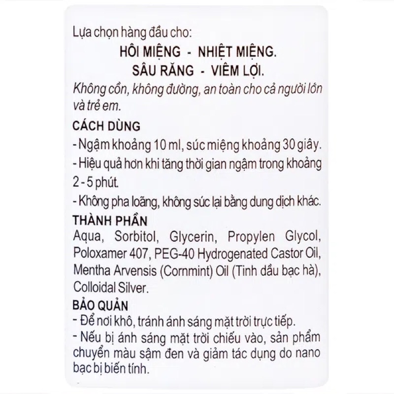 Nước Súc Miệng Thái Dương Valentine For Kisses 100% Hết Nhiệt Miệng Hôi Miệng