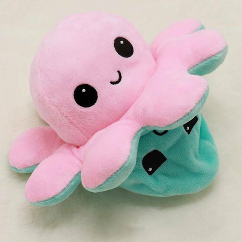 Thú Nhồi gấu Bông nhồi Hình bạch Tuộc cảm xúc băng dính Hai Mặt Có Thể Đổi Mặt Vui Nhộn