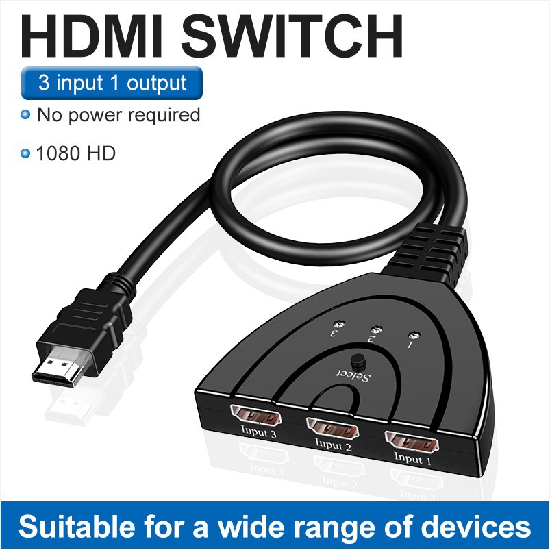 Bộ Chia 3 Cổng Hdmi 1.4b 4kx2k 1080p 3 Trong 1