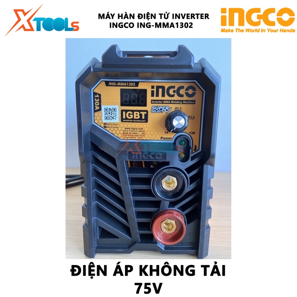 Máy hàn điện tử INGCO ING-MMA1302 | máy hàn que Công nghệ IGBT Inverter, Kèm theo 1 kèm hàn , kèm Max 1 cây chổi và 1 mặ