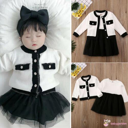 Set váy và áo khoác dệt kim dễ thương cho bé gái