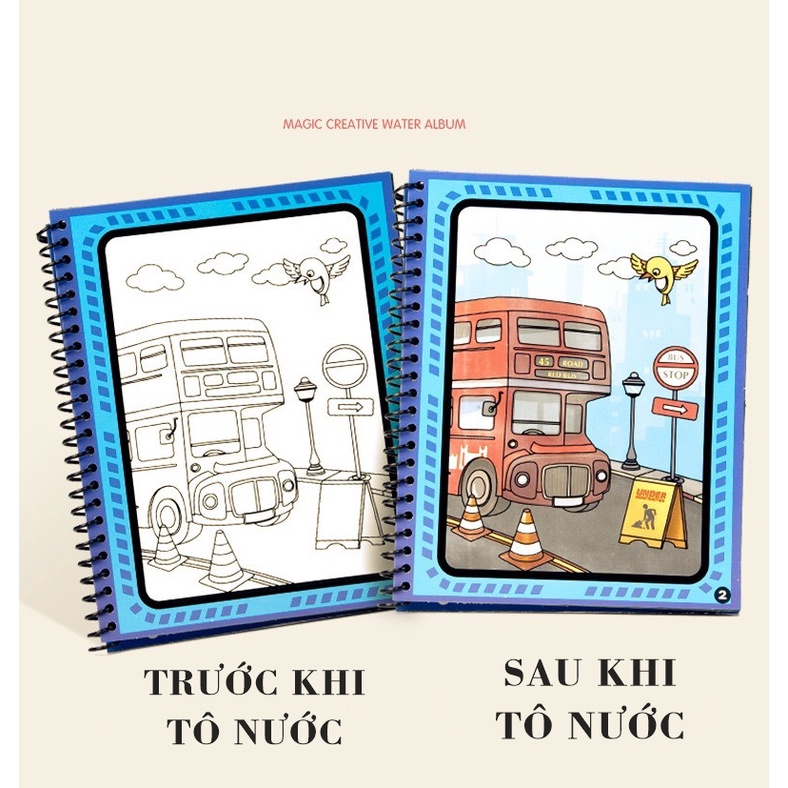 Tranh tô màu nước ma thuật, sách tập tô thần kỳ, magic water book cho bé giá tốt với nhiều chủ đề