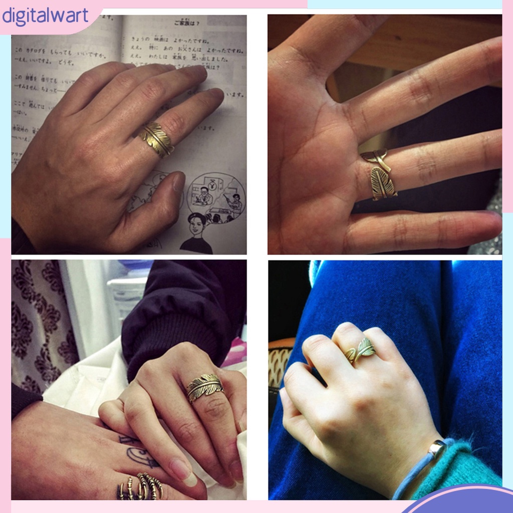 Nhẫn đồng dạng lông vũ phong cách retro