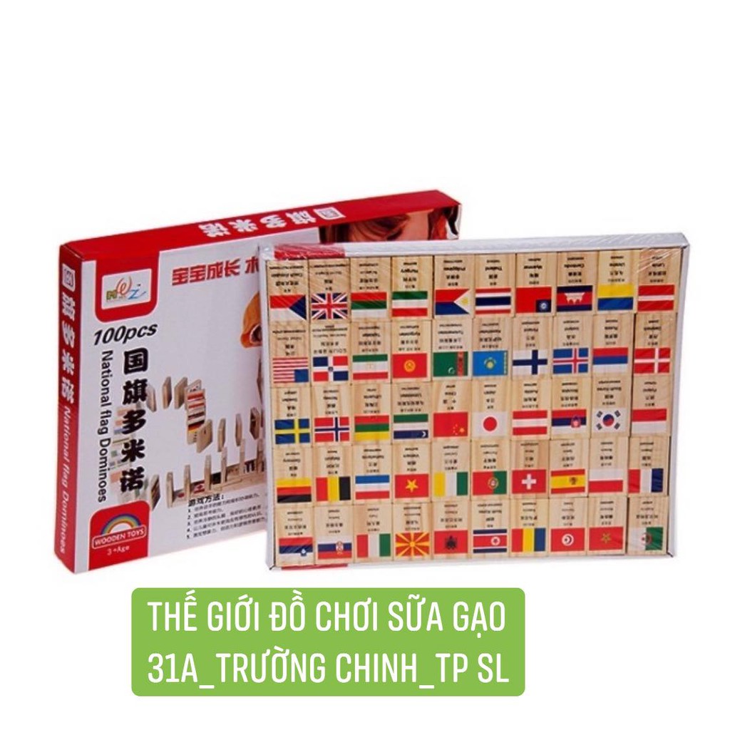 Domino gỗ 100 quân hình cờ các quốc gia - Dạy trẻ địa lý tìm hiểu các nước trên thế giới😍