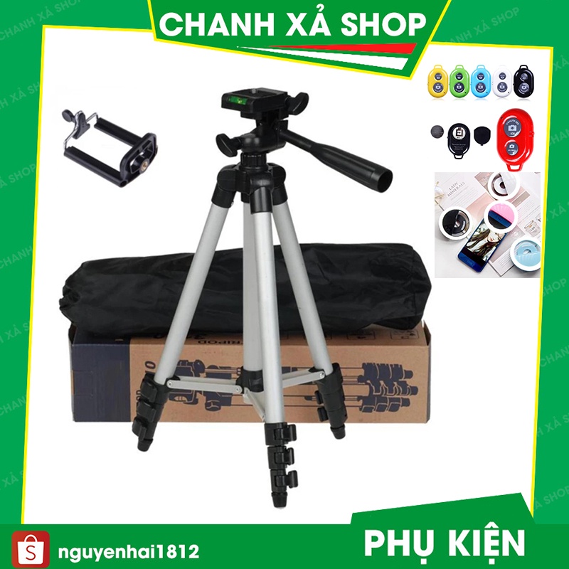 Tripod Giá đỡ điện thoại 3110 kẹp điện thoại livestream cho máy ảnh và điện thoại Tripod gây 3 Chân Kèm Giá Đỡ