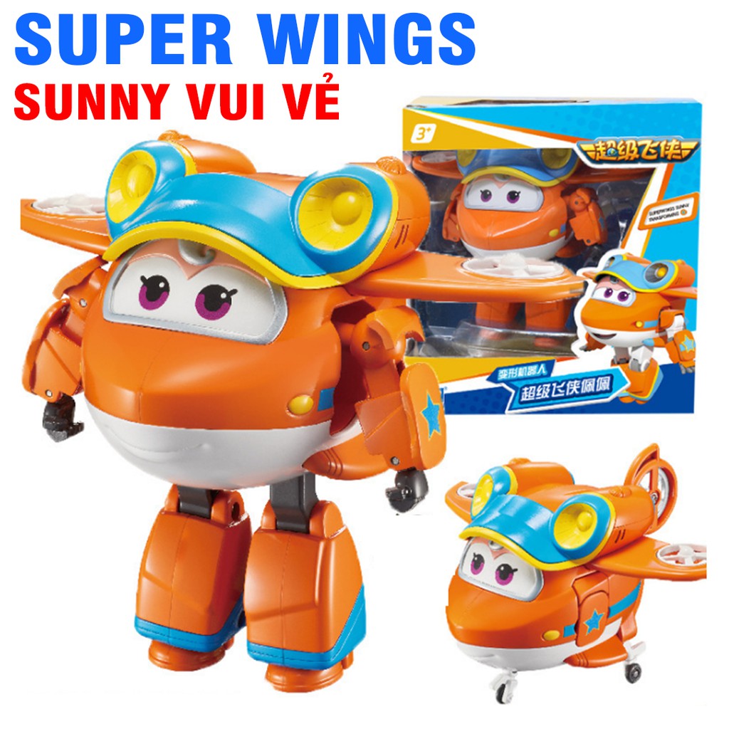 Mô hình Sunny vui vẻ máy bay robot biến hình cỡ lớn đồ chơi super wings đội bay siêu đẳng