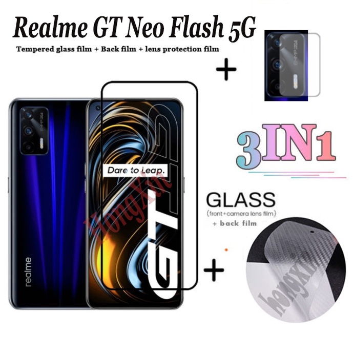 Ốp điện thoại kính cường lực + sợi carbon 3 trong 1 cho OPPO REALME GT NEO Flash 5G REAMLE 8 7 X7 PRO 5G REALME 5 PRO