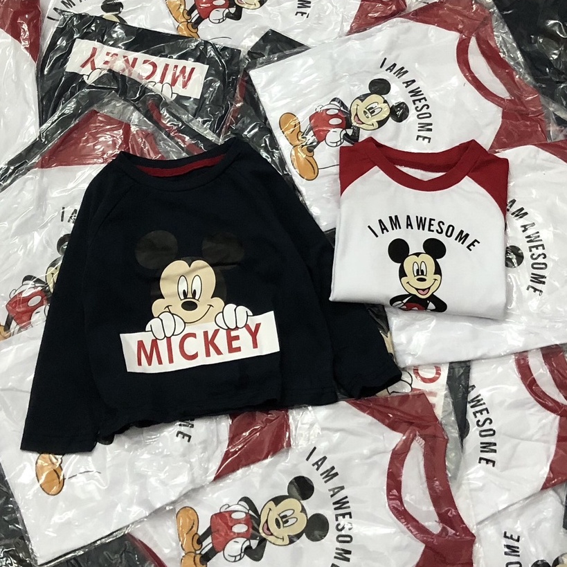 Áo dài tay thu đông bé trai - Set 2 áo Mickey chất cotton cho bé trai size 1-5 tuổi