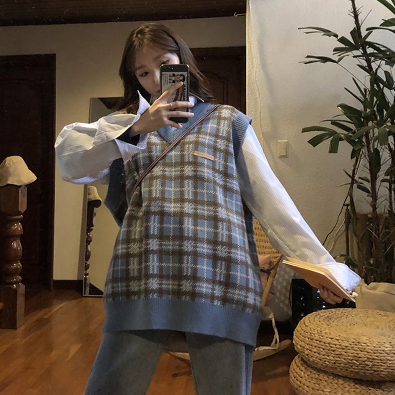 [Hàng nhập] Áo khoác len không tay cổ chữ V thời trang cổ điển cho nữ 07