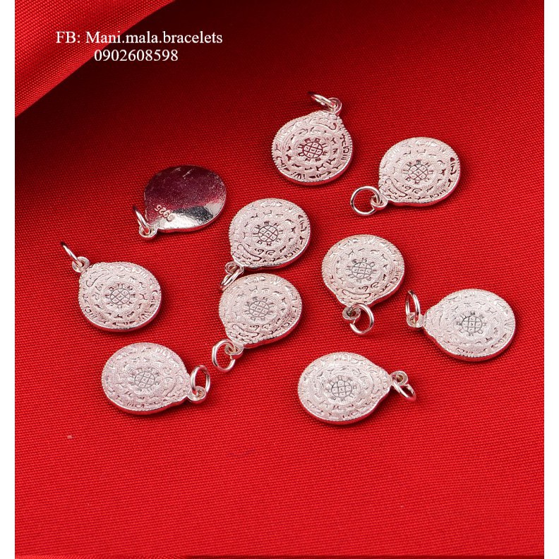 Mặt Cửu cung bát quái Bạc 925 phong cách Tây Tạng làm đồ handmade dây vòng thủ công