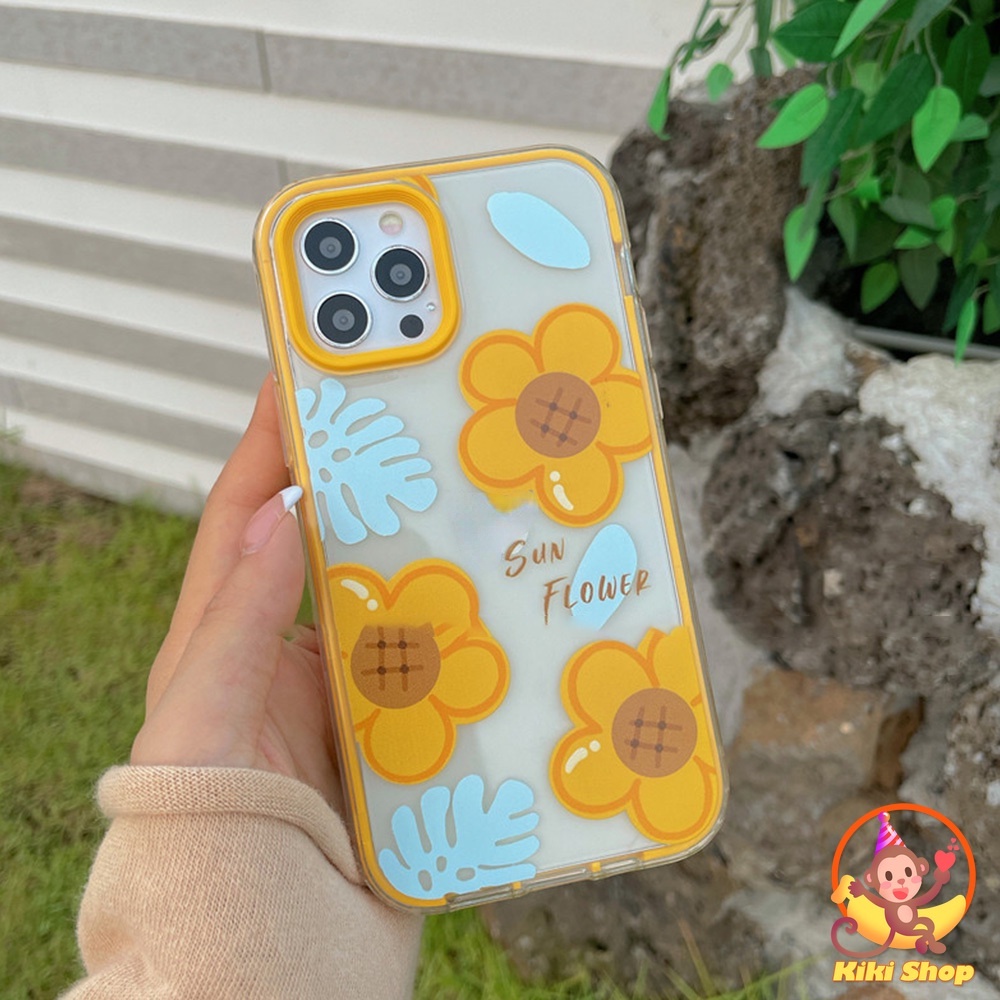 Cho iPhone 13 Pro Max Ốp Điện Thoại TPU Mềm Trong Suốt Chống Sốc In Hình Hoa Hướng Dương Cho iPhone 11 12 13 14 Pro Max X Xs XR 8 7 Plus