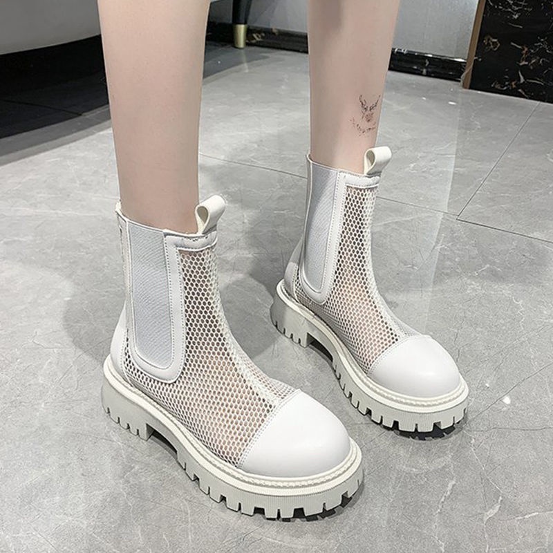 Mesh Dr. Martens Boots Female2021Summer Thin New Booties White Versatile Breathable Sandal Boots Women's Hollow-out Mesh Boots