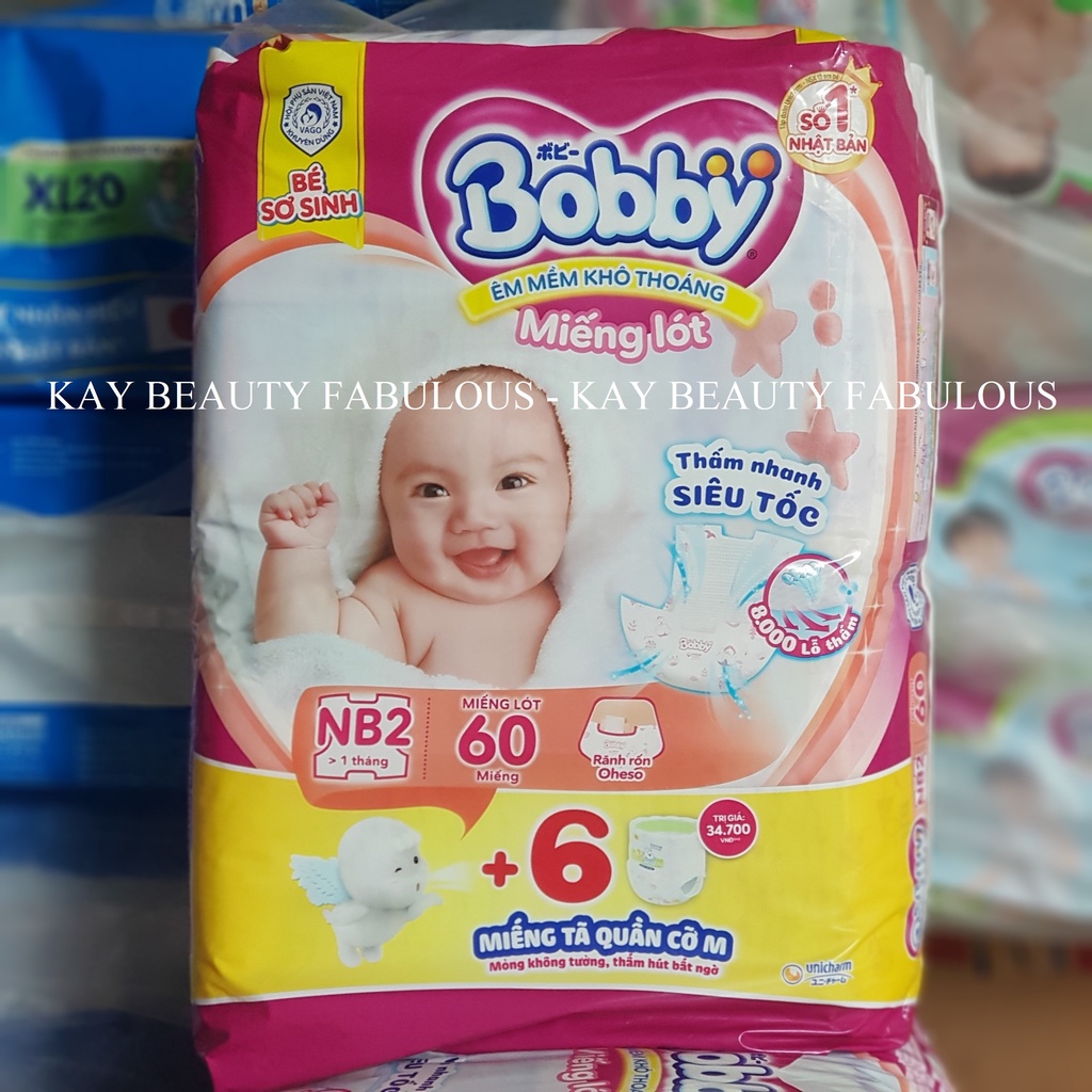 Miếng Lót sơ sinh Bobby Newborn 2 - Loại 60 Miếng hàng mới date mới