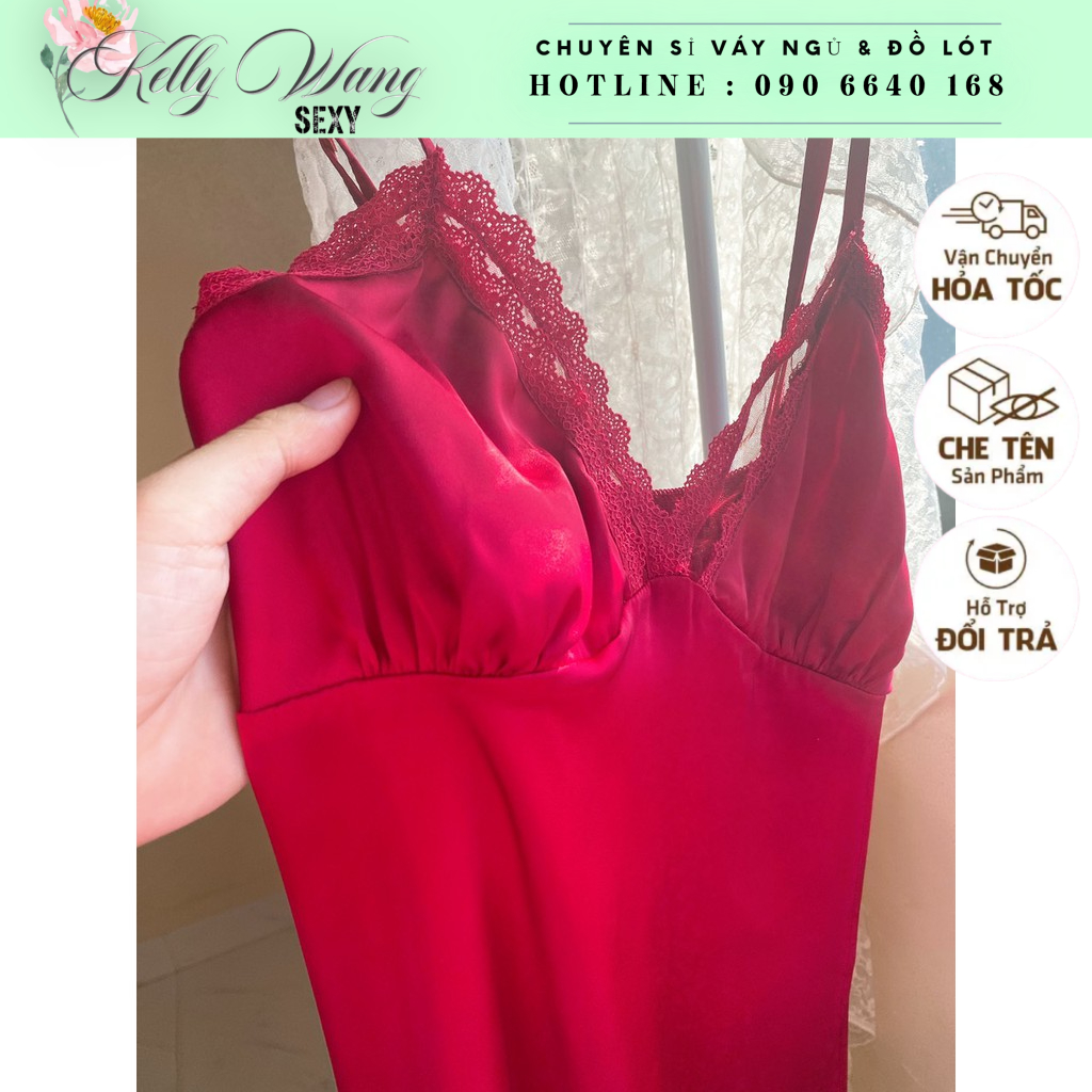 Sx 638 váy ngủ lụa satin - đầm ngủ cao cấp -Kellywang