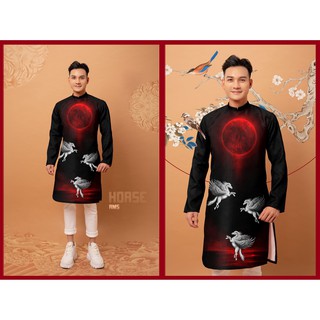 Áo Dài Gấm Cách Tân Nam Truyền Thống Tết 2021, Form Suông, Tôn Dáng