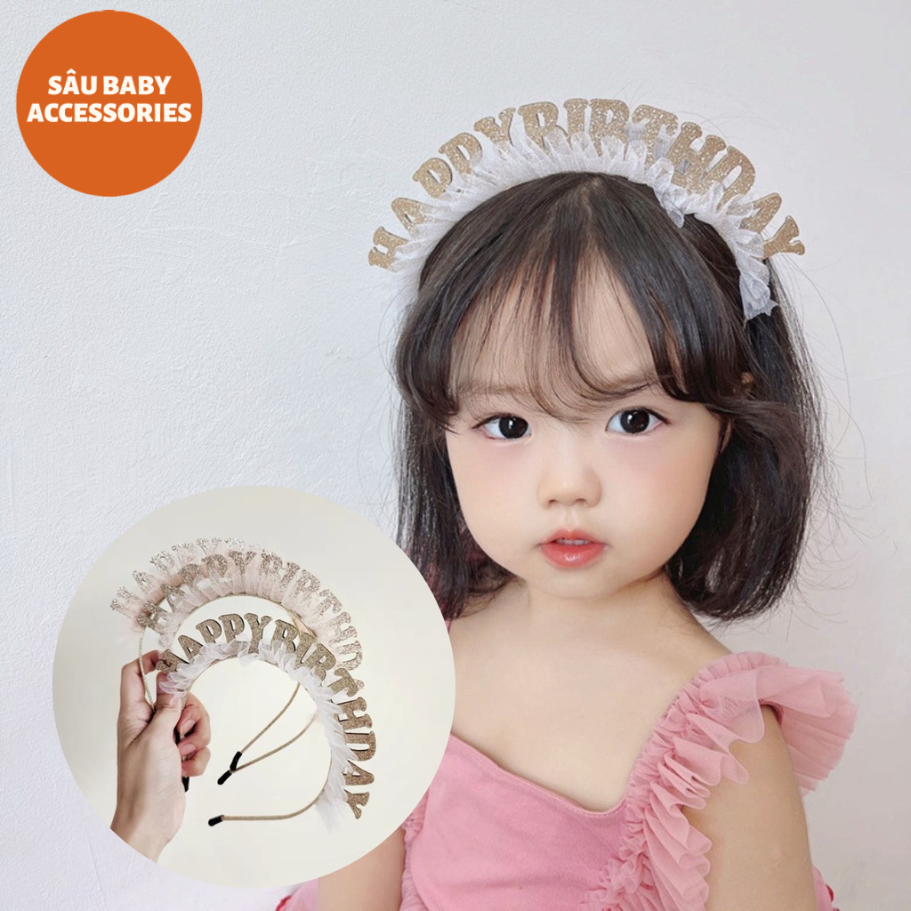 Bờm xước tóc Happy Birthday kim tuyến cho bé