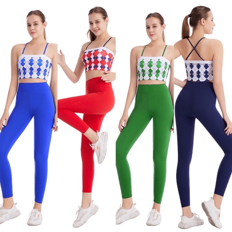Bộ Tập Yoga Gym Hoạ Tiết Caro-Thoi S35 (Hàng Quảng Châu Cao Cấp)