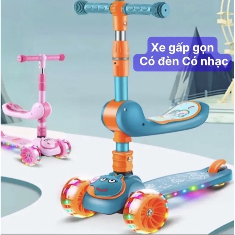 Xe trượt Scotter 3 trong 1 cho bé_có yên_có nhạc_có đèn