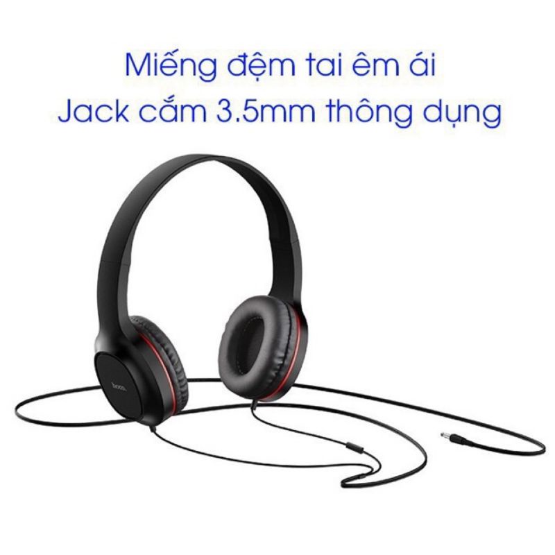 Tai nghe chụp tai có míc cho điện thoại và máy tính Hoco W24 chính hãng