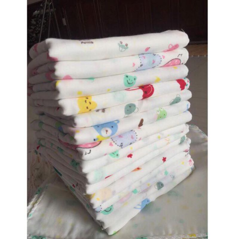 10 chiếc khăn sữa xô in hình xuất Nhật siêu mềm cho bé KT 31cm×31cm