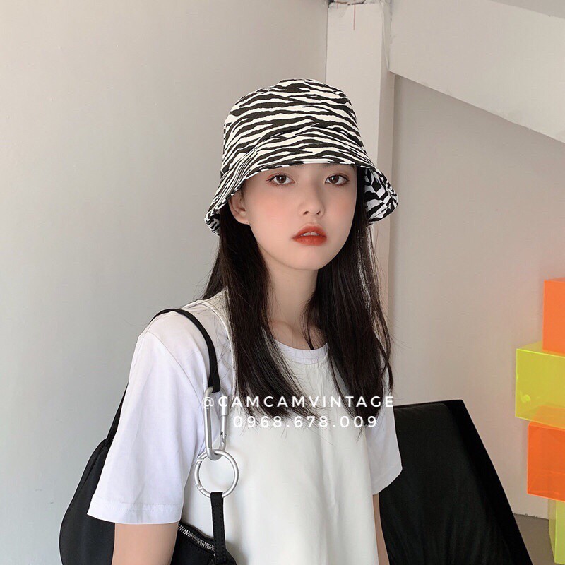 mũ bucket nam nữ, nón bucket hoạ tiết ngựa vằn cổ điển vintage cá tính unisex cao cấp