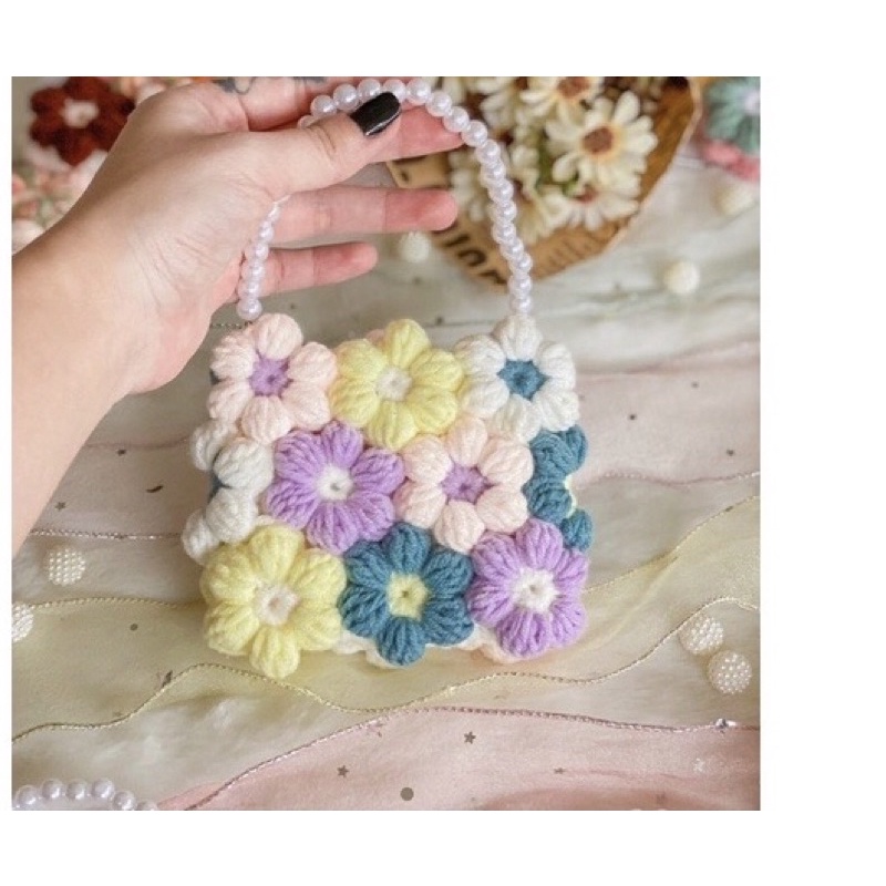 Hoa len trang trí pin cài hoa len