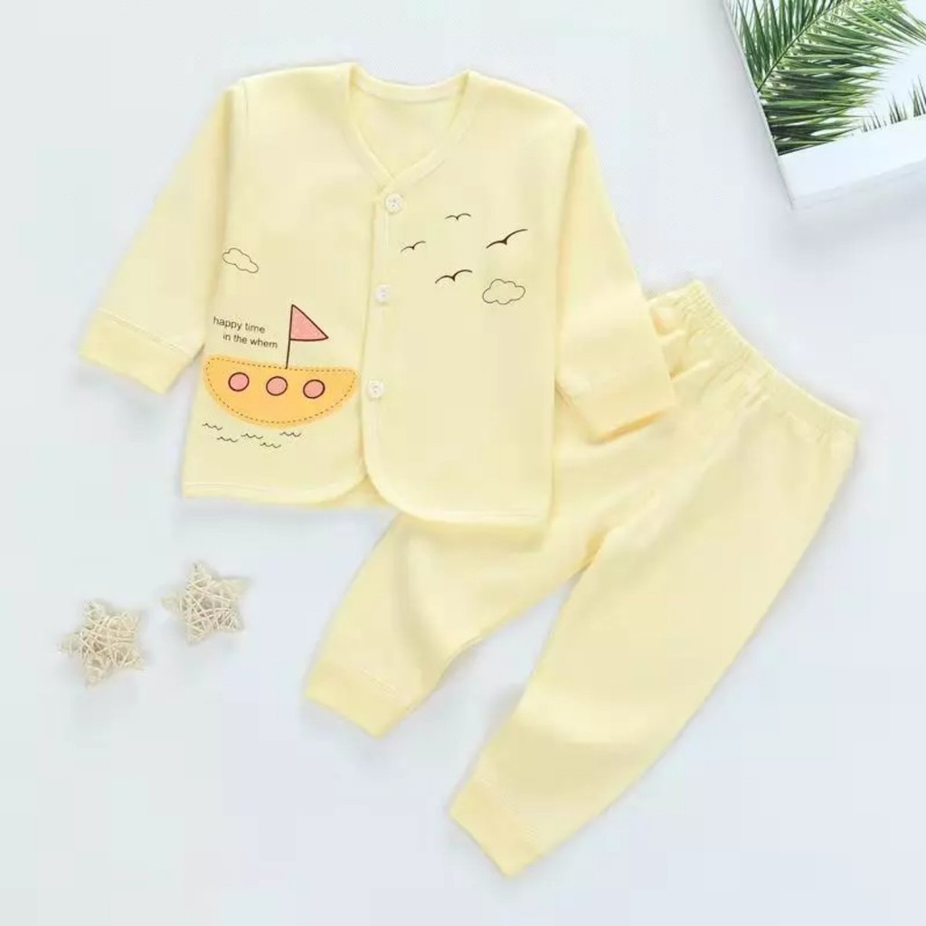  Bộ dài tay thu đông cotton cho bé sơ sinh 3-9kg, hàng đẹp xuất Nhật - BO35