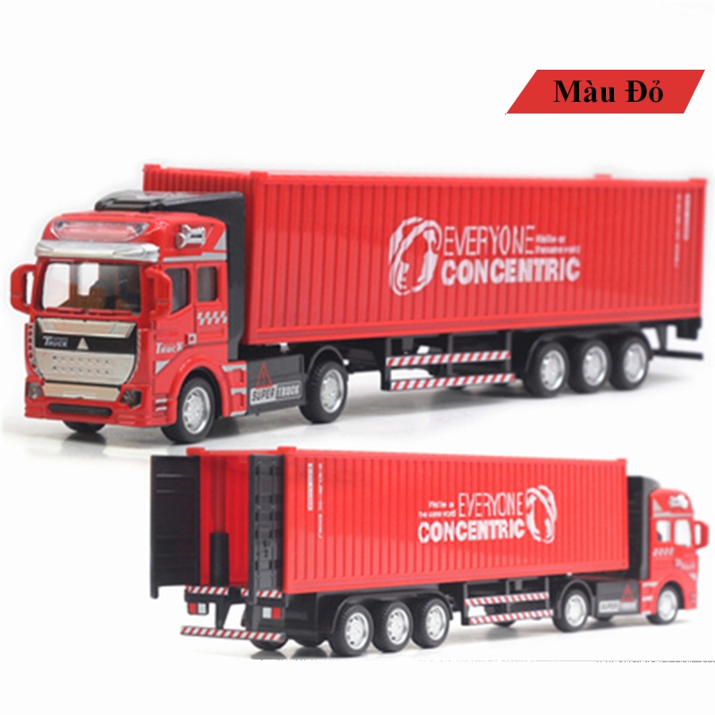 Mô hình xe đầu kèo container, xe đầu kèo tháo rời thùng, Hợp kim cao cấp, thùng xe mở được cánh