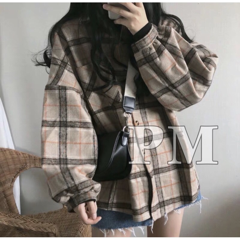 [ Mã WASTAPR giảm 10K đơn 50K] ÁO SƠ MI THÔ KẺ TAY BOM