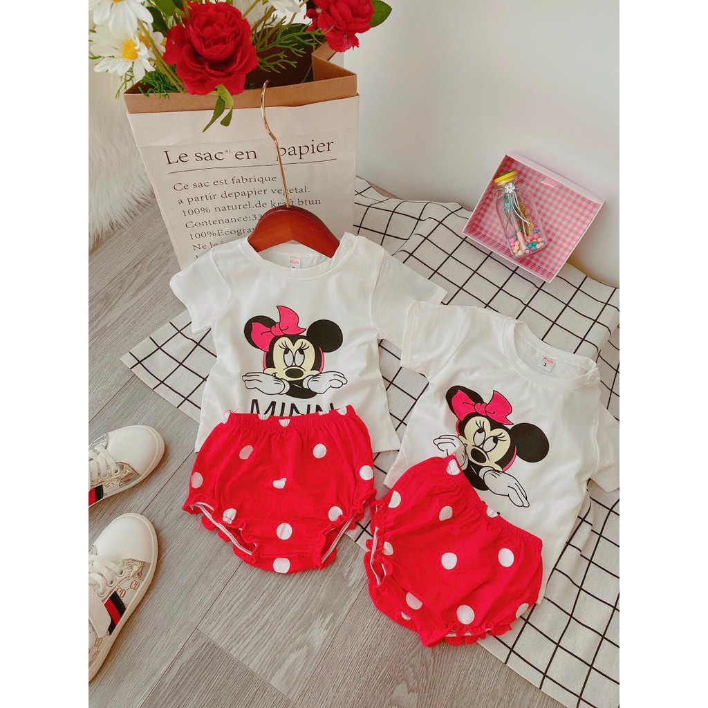 Set Áo Mickey Quần Chip Bi Đỏ Siêu Dễ Thương Cho Bé NamKidShop V315