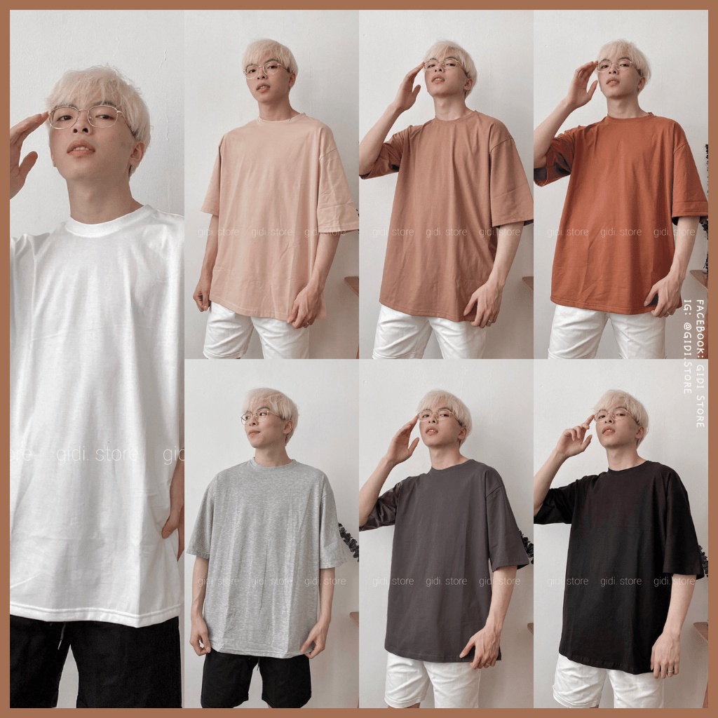 Áo phông trơn Nam Nữ Unisex OVERSIZE FORM RỘNG tay lỡ vải thun co giãn không nhăn cổ tròn GIDI màu Vàng