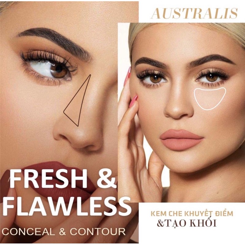 Kem Che Khuyết Điểm Và Tạo Khối Kem Che Phủ Cao Fresh &amp; Flawless Concealer Australis