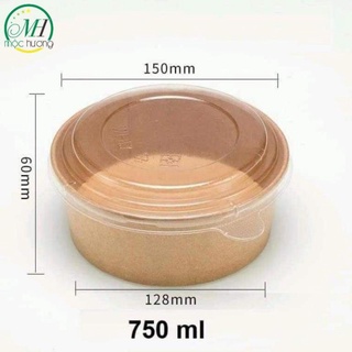 Set 100c Tô Giấy Kraft 750ml - 1000ml Chịu Nhiệt - Nước